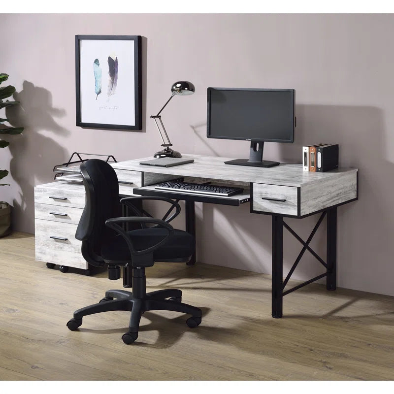 Industrial Metal Base Computer Desk: Sleek Design Meets Durable Functionality" Ouch Cart