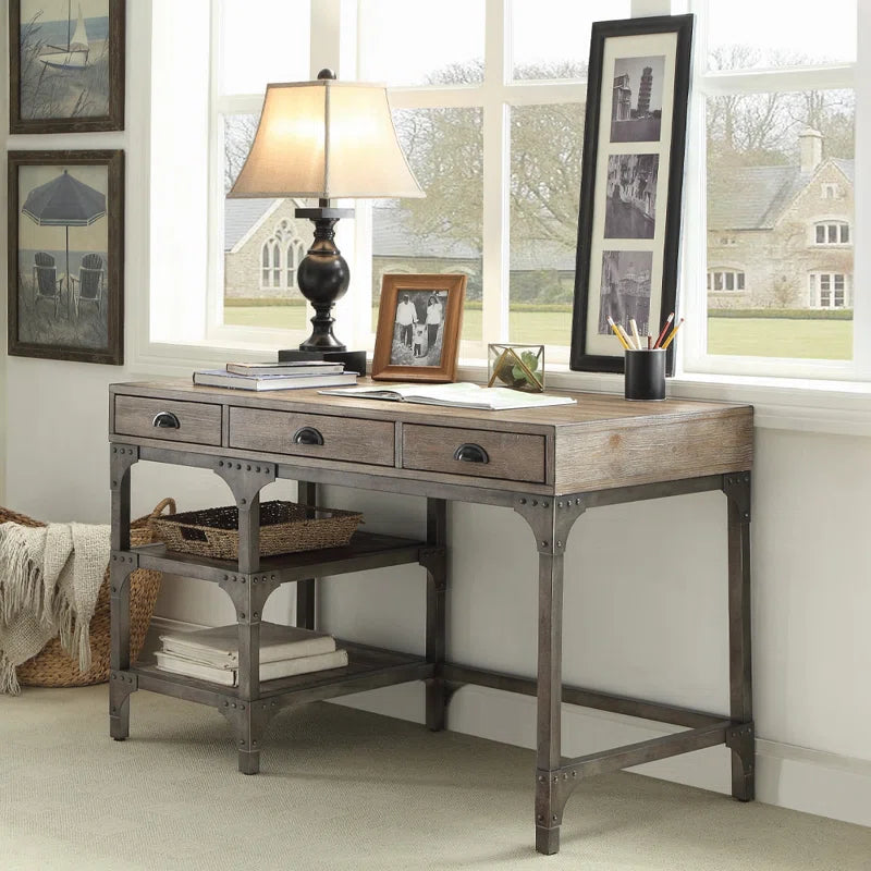 Contemporary Style: Metal Base Writing Desk for a Modern Workspace Ouch Cart