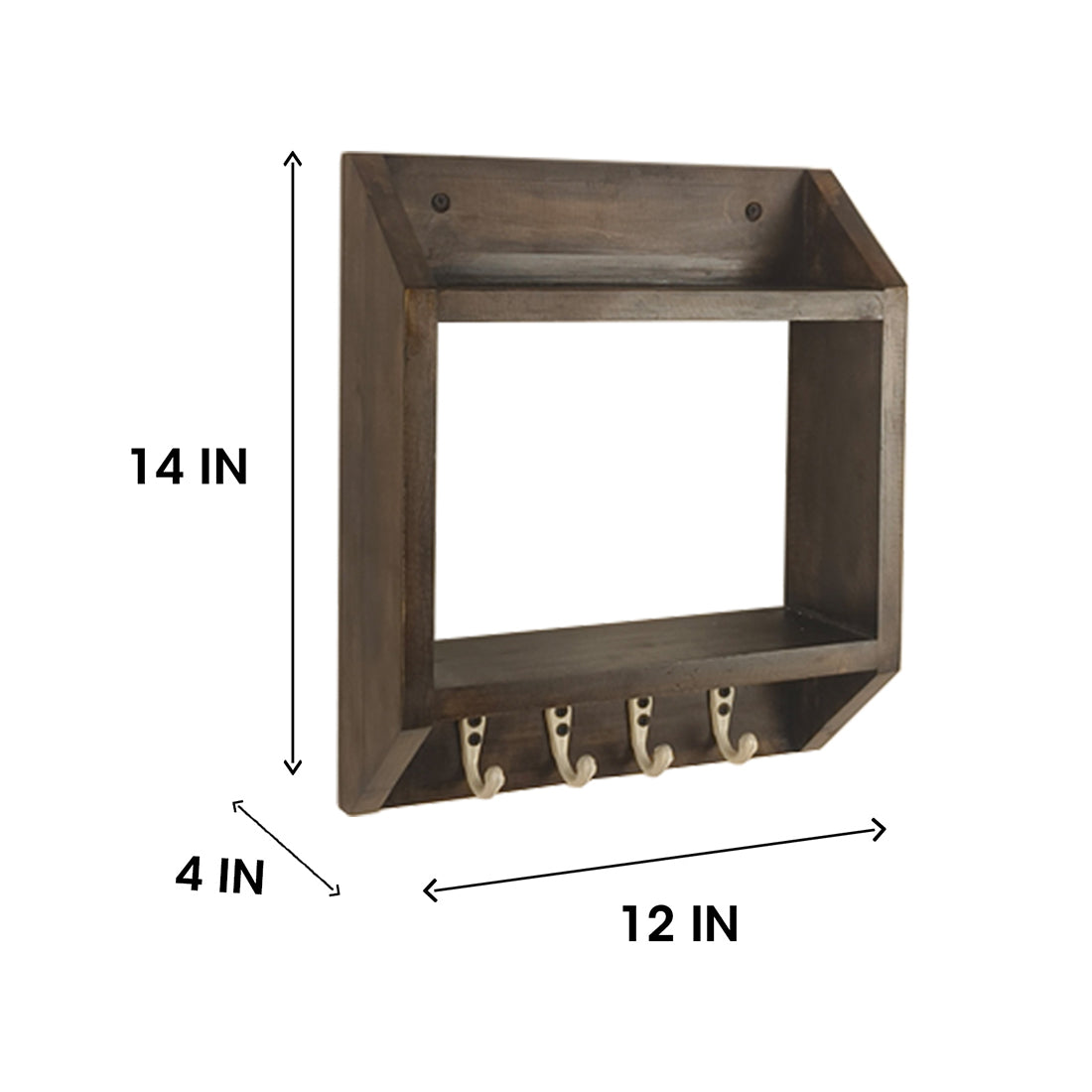 Kingston Wooden Wall Shelf Organiser with Key Holders- OUCH CART | Wall hangings