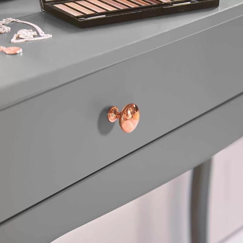 Vanity Desk with Mirror, Makeup Vanity with Storage Drawer, Grey Vanity Set Dressing Table for Bedroom - Ouch Cart