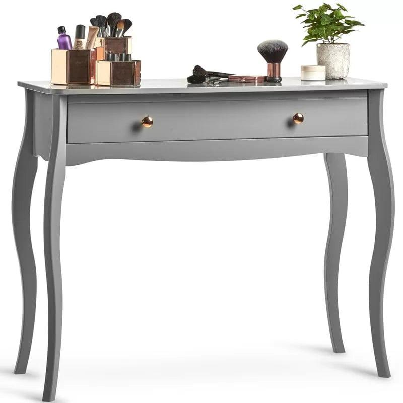 Vanity Desk with Mirror, Makeup Vanity with Storage Drawer, Grey Vanity Set Dressing Table for Bedroom - Ouch Cart