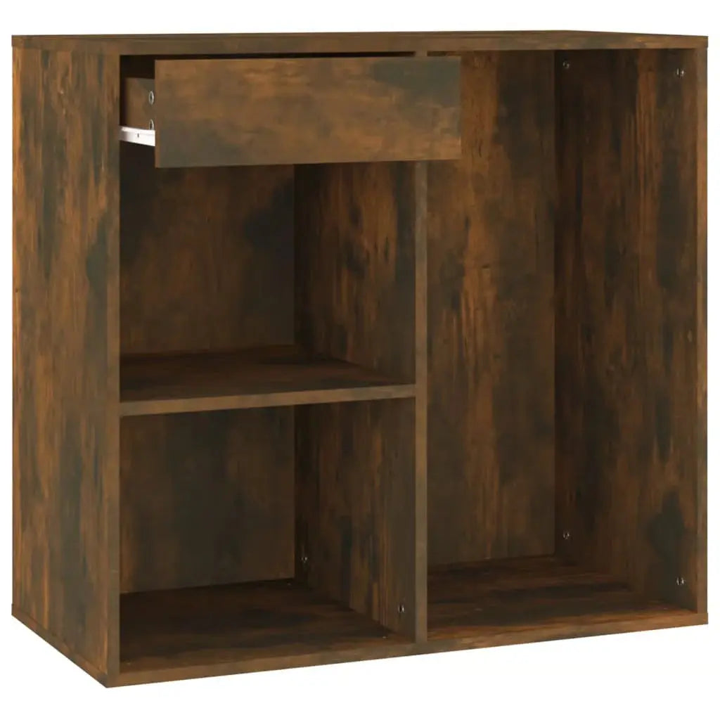 LED Vanity Dressing Table – Smoked Oak Engineered Wood Desk with Storage Cabinet