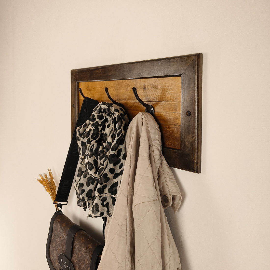 LESTER Wooden Wall Coat Hanger cum Key Holders