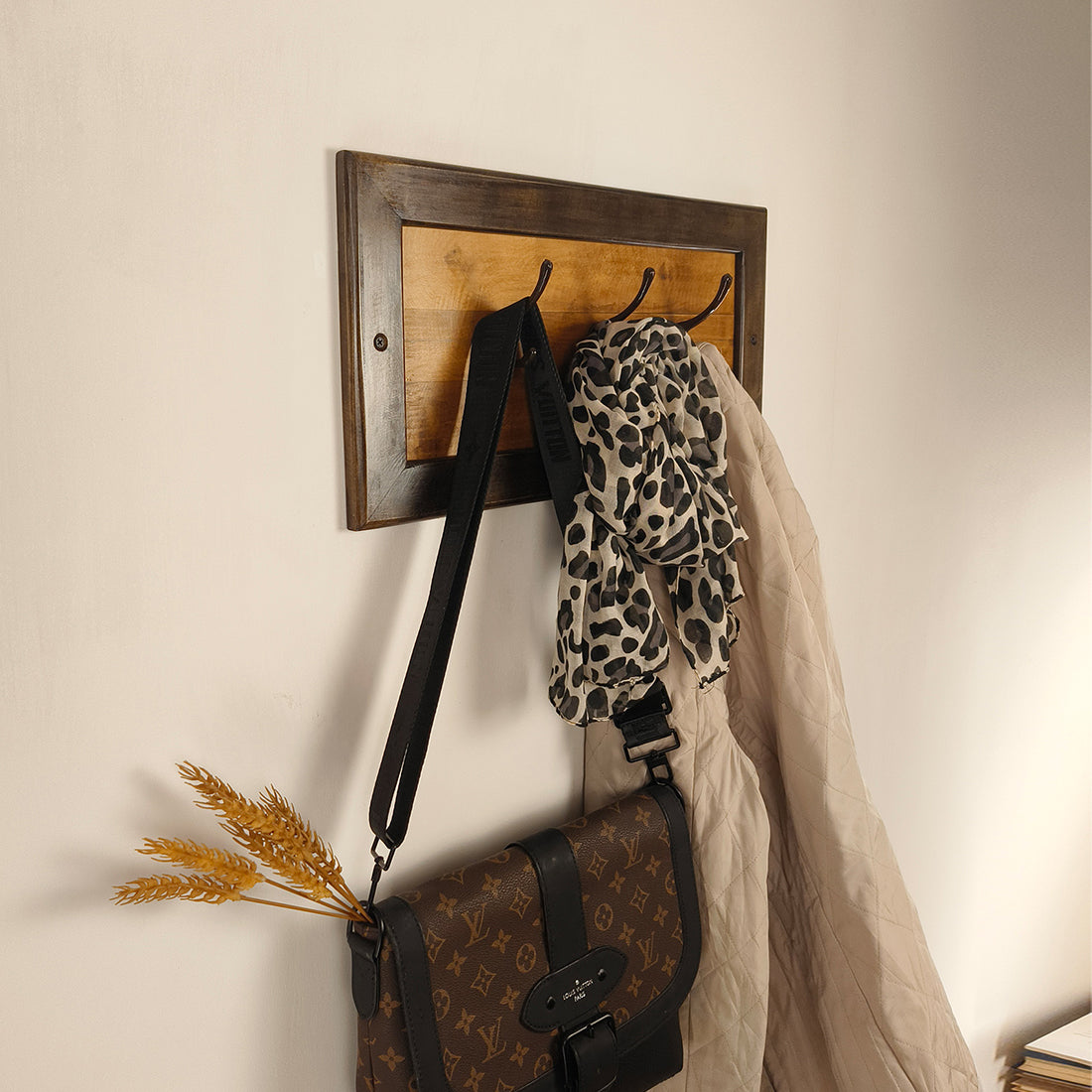 LESTER Wooden Wall Coat Hanger cum Key Holders