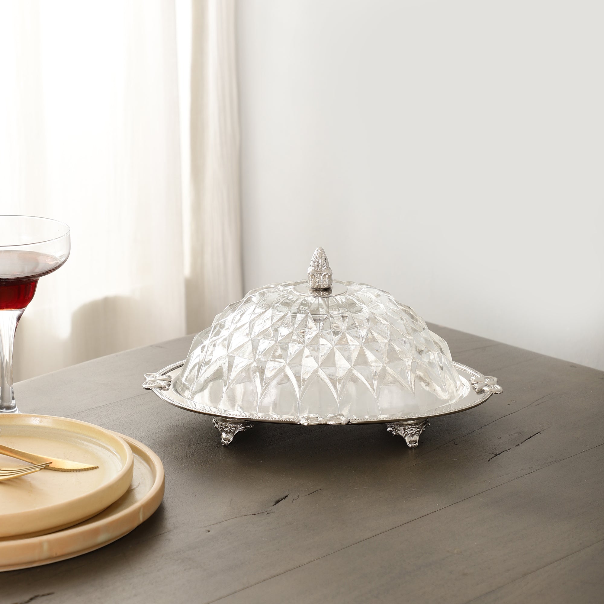 3 Leaf Decorative Silver Platter M.M.I. OVERSEAS