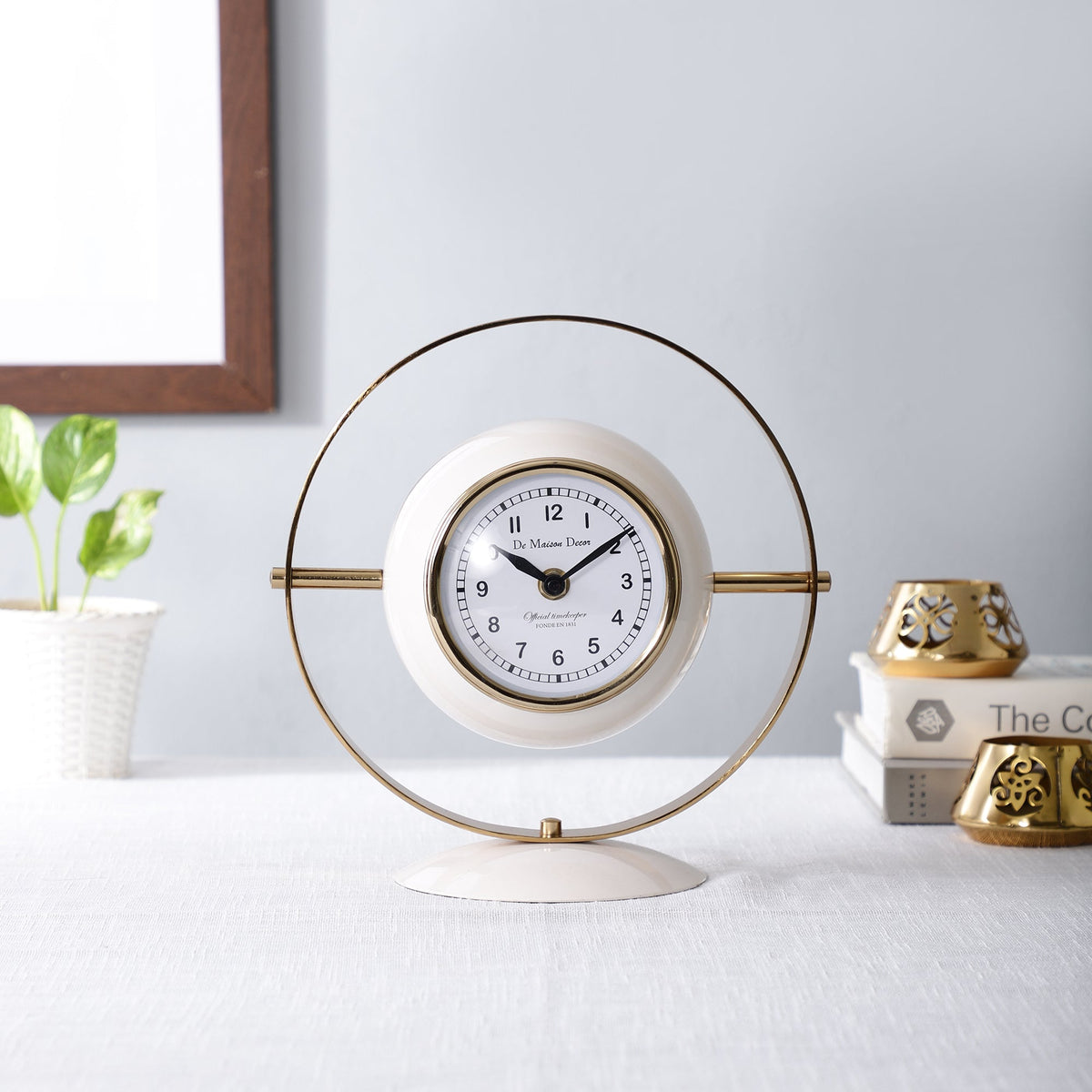 Halo Clock In Ivory White & Gold M.M.I. OVERSEAS