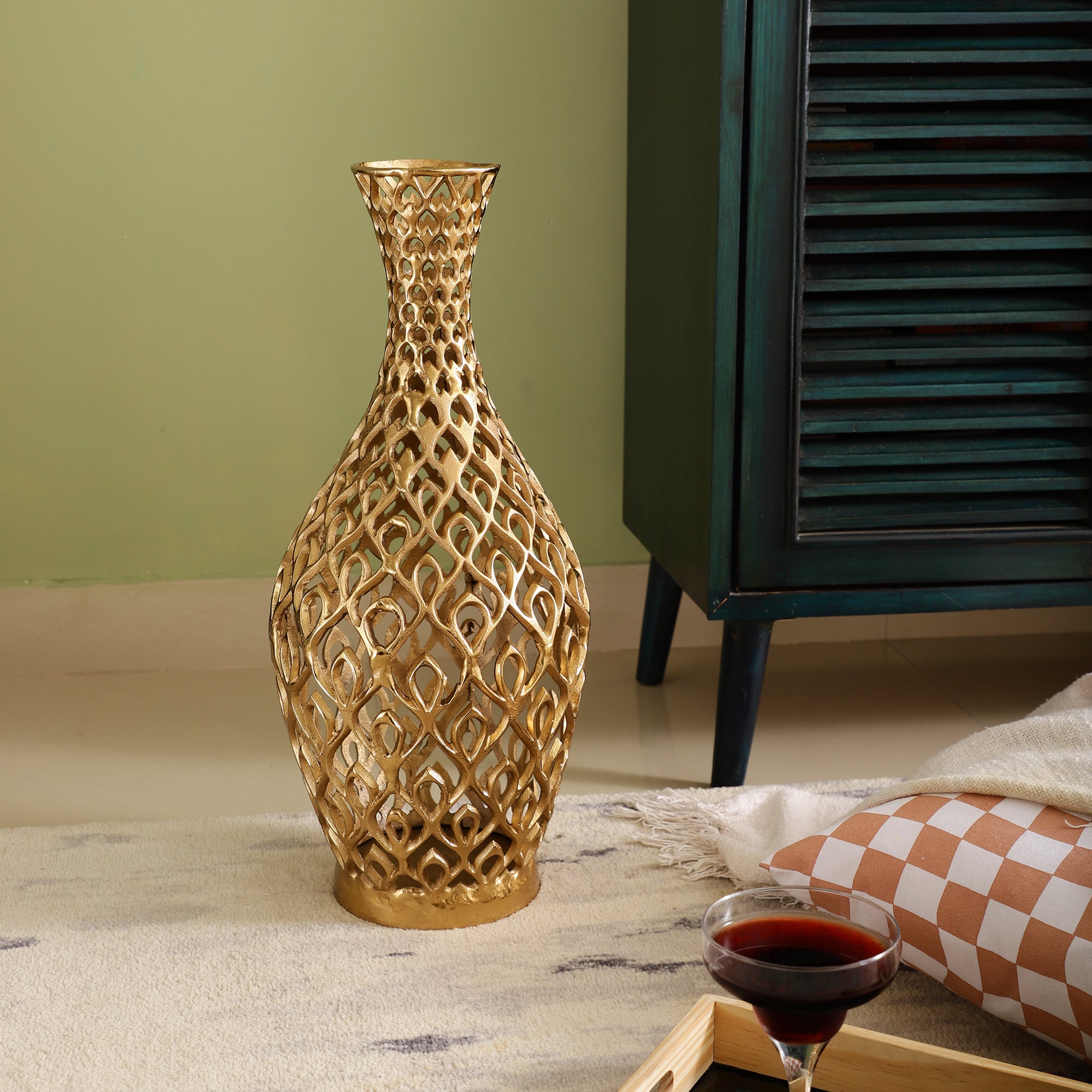 Cavendish Ornate Metal Floor Vase In Gold M.M.I. OVERSEAS