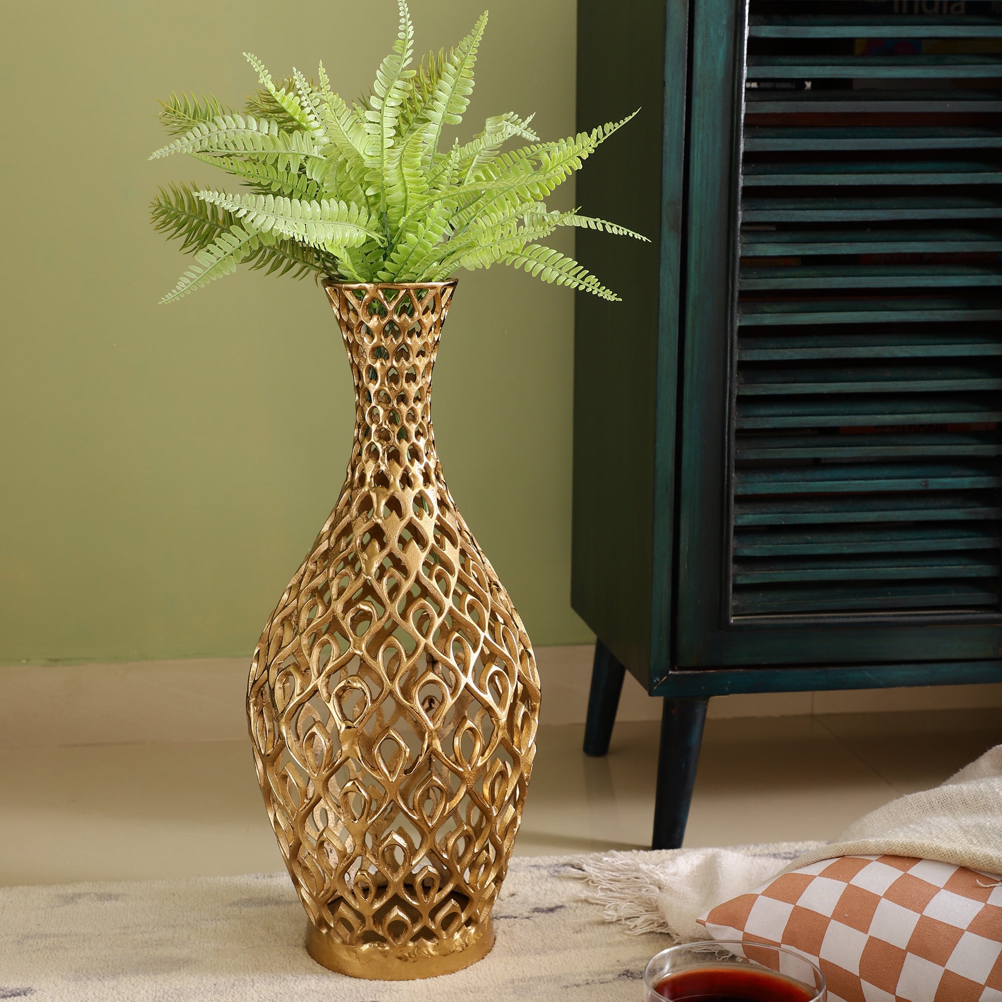 Cavendish Ornate Metal Floor Vase In Gold M.M.I. OVERSEAS