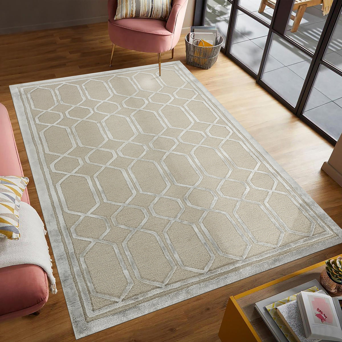 Saraswati Global Rug , Hand Tufted Area Rug, 8x10 Feet, Wool & Viscose Rug, Luxurious Anti-Skid & Anti Slip Backing Carpet , Ideal for Bedroom, Living Room, and Dining Room, Kids Room, Office Rug. Saraswati Global