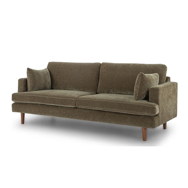 Mid-Century Modern Performance Fabric Sofa – Muted Tone Finish Ouch Cart