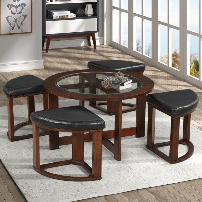 Landaverde Coffee Table with 4 Stools - Ouch Cart