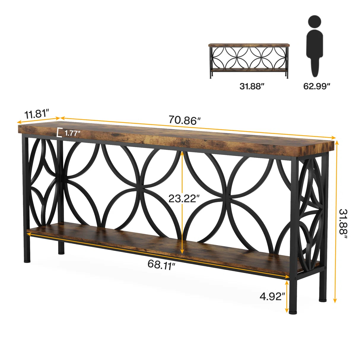 Exquisite Lattice Frame Sofa Table OUCH CART