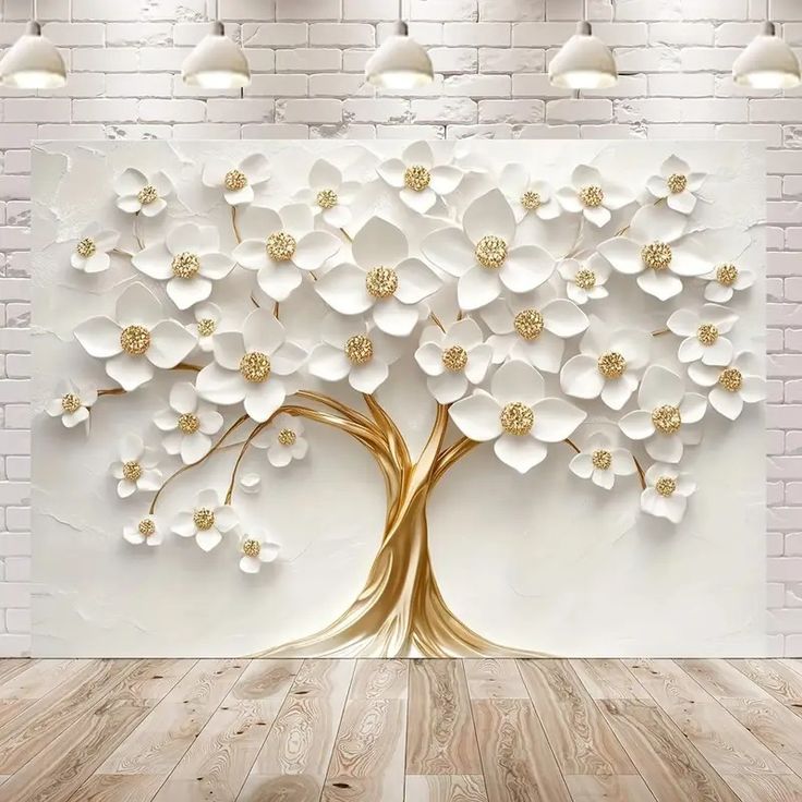 WHITE GOLDY WALL ART