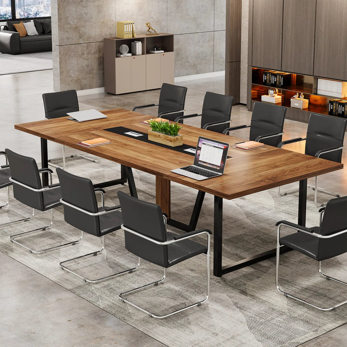 Large Conference Table, Rectangle Meeting Podcast Table-OUCH CART