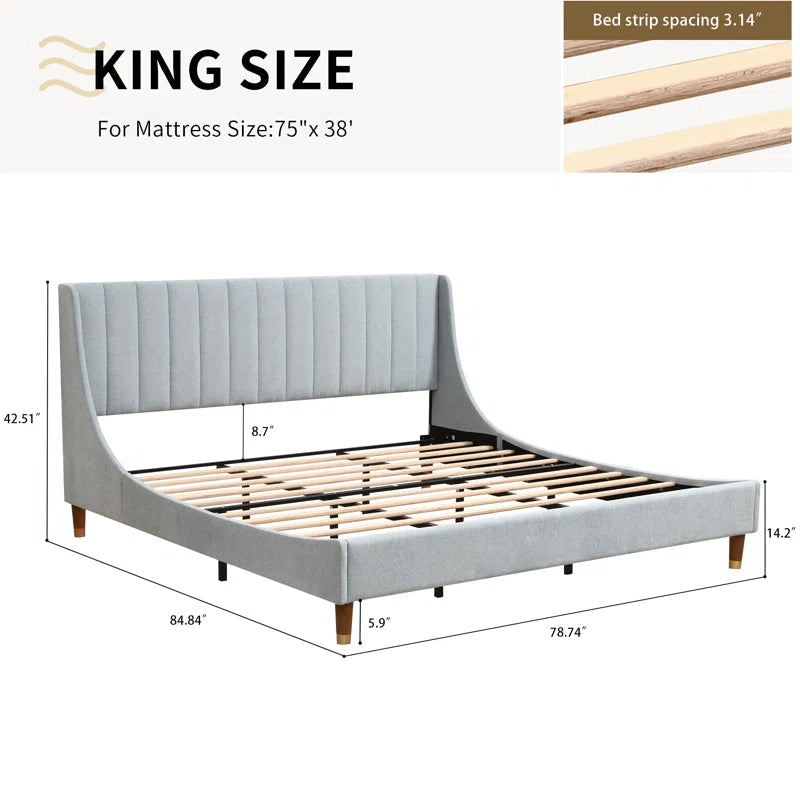 Marek Upholstered Wingback Bed OUCH CART