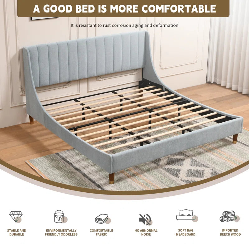 Marek Upholstered Wingback Bed OUCH CART