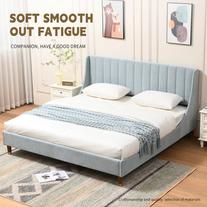 Marek Upholstered Wingback Bed OUCH CART