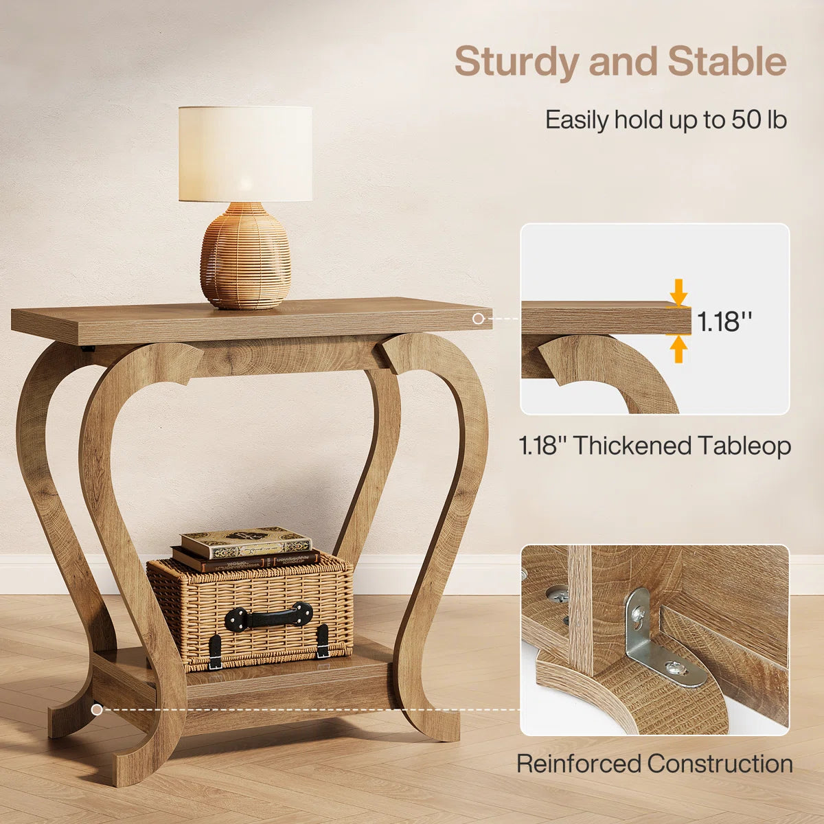 Modern Wooden End Table with Storage Shelf Ouch Cart