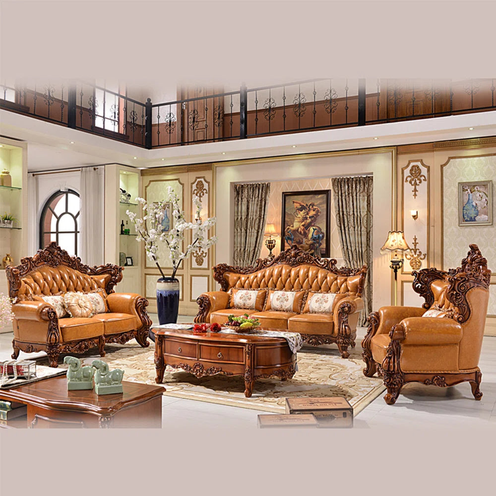 Living Room European Style Solid Wood Carving Sofa- OUCHCART | Sofa