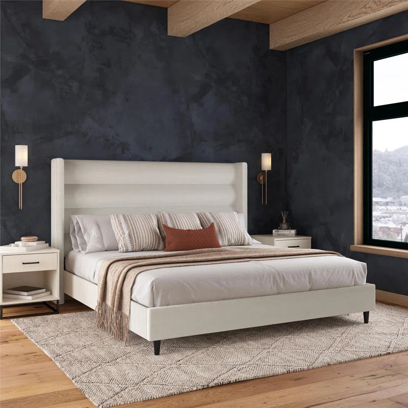 Louis King Upholstered Wingback Bed OUCH CART
