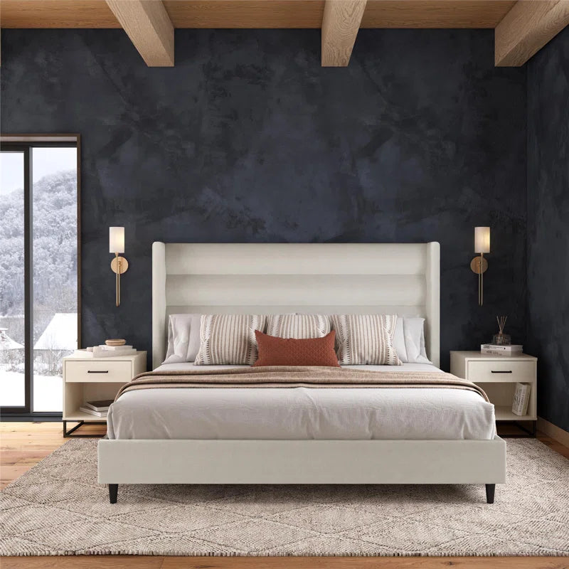 Louis King Upholstered Wingback Bed OUCH CART