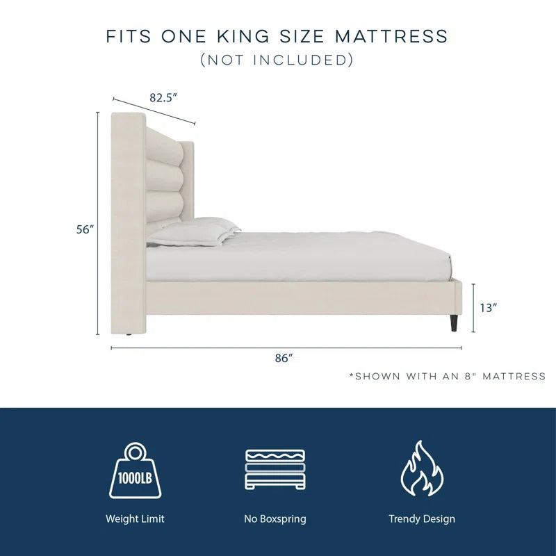 Louis King Upholstered Wingback Bed OUCH CART