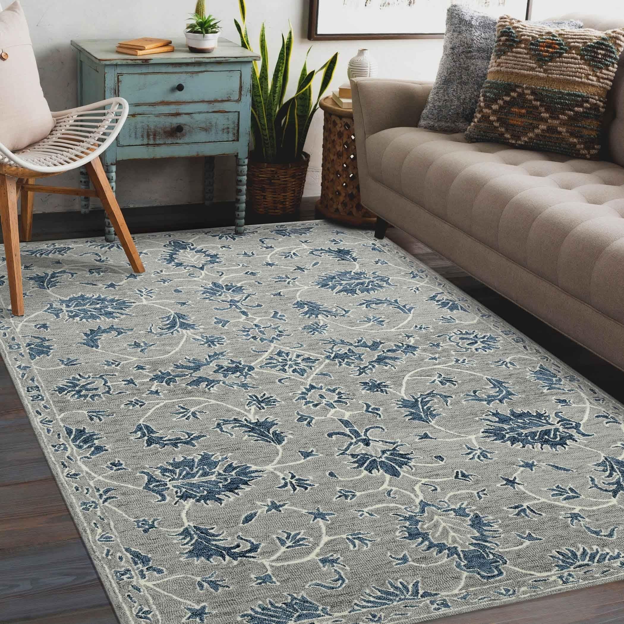 Gray Wool Romania 5x8 Feet Hand-Tufted Carpet - Rug - Ouch Cart