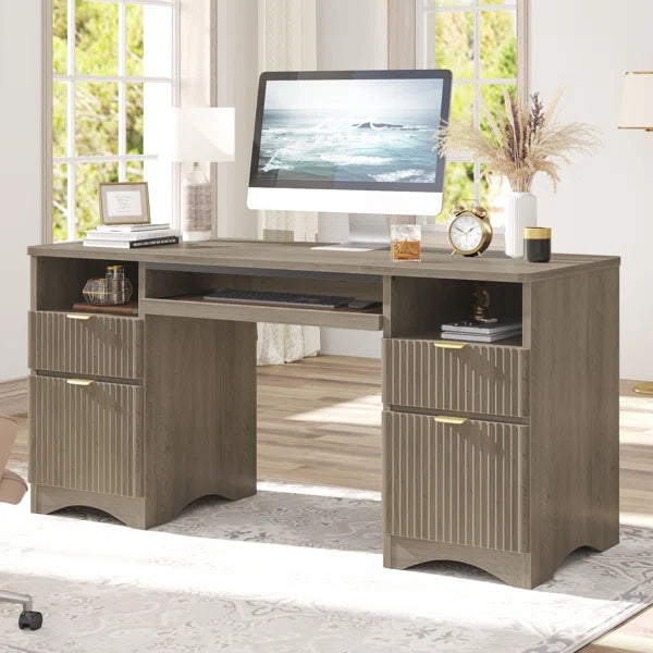 Executive Office Desk with Fluted Drawers, Storage & Cable Management OUCH CART