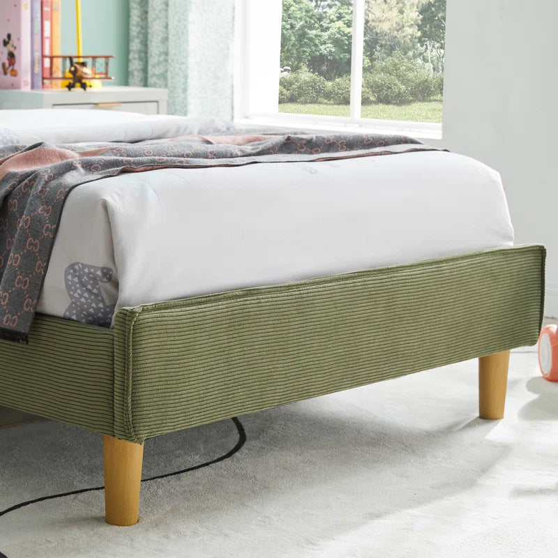Luxury Corduroy Upholstered Bed - Modern Wingback Design,No Box Spring Needed, Noise-Free OUCH CART