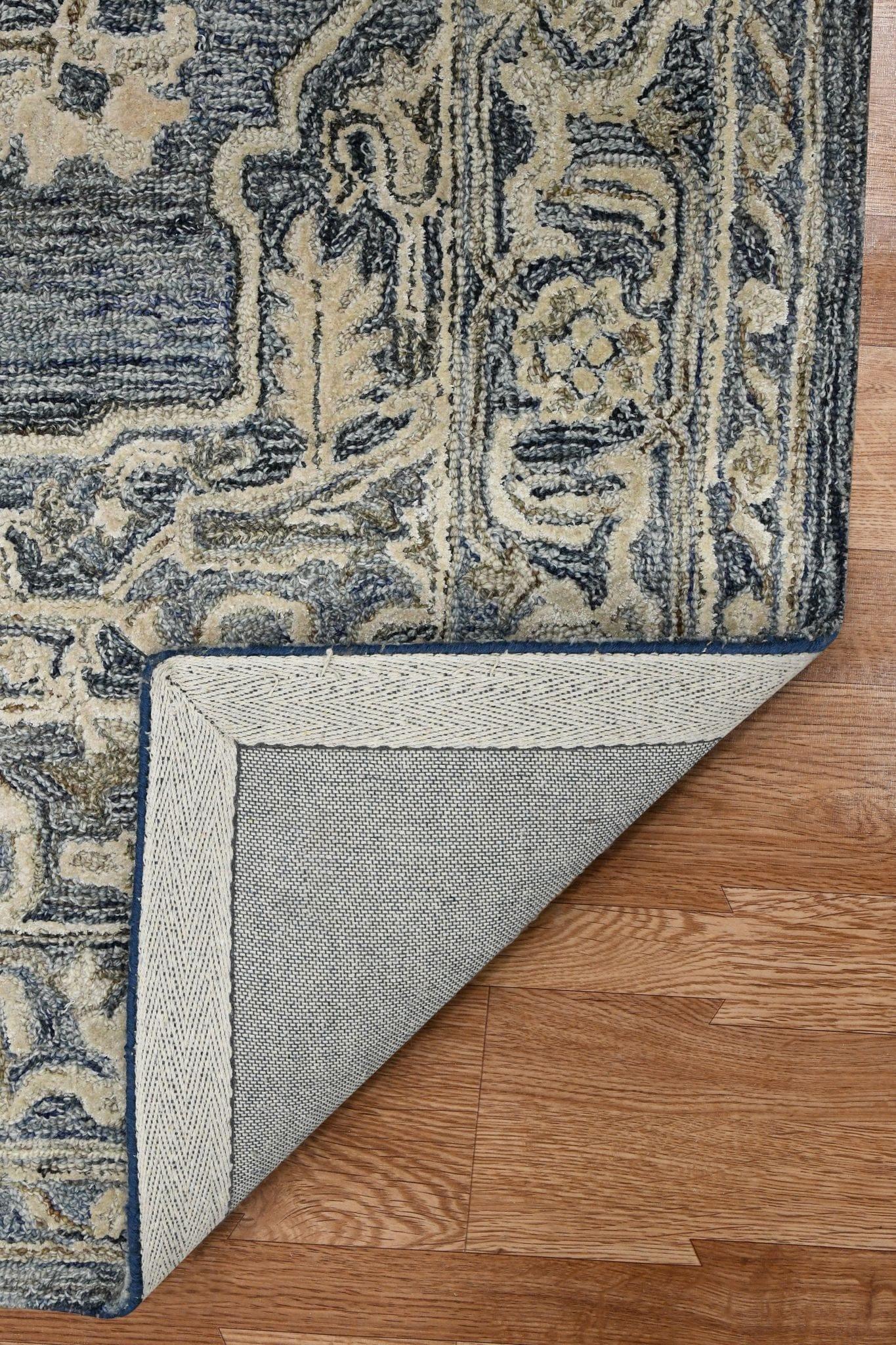 Denim-Gray Wool & Viscose Vestige 8X10 Feet Hand-Tufted Carpet - Rug - Ouch Cart