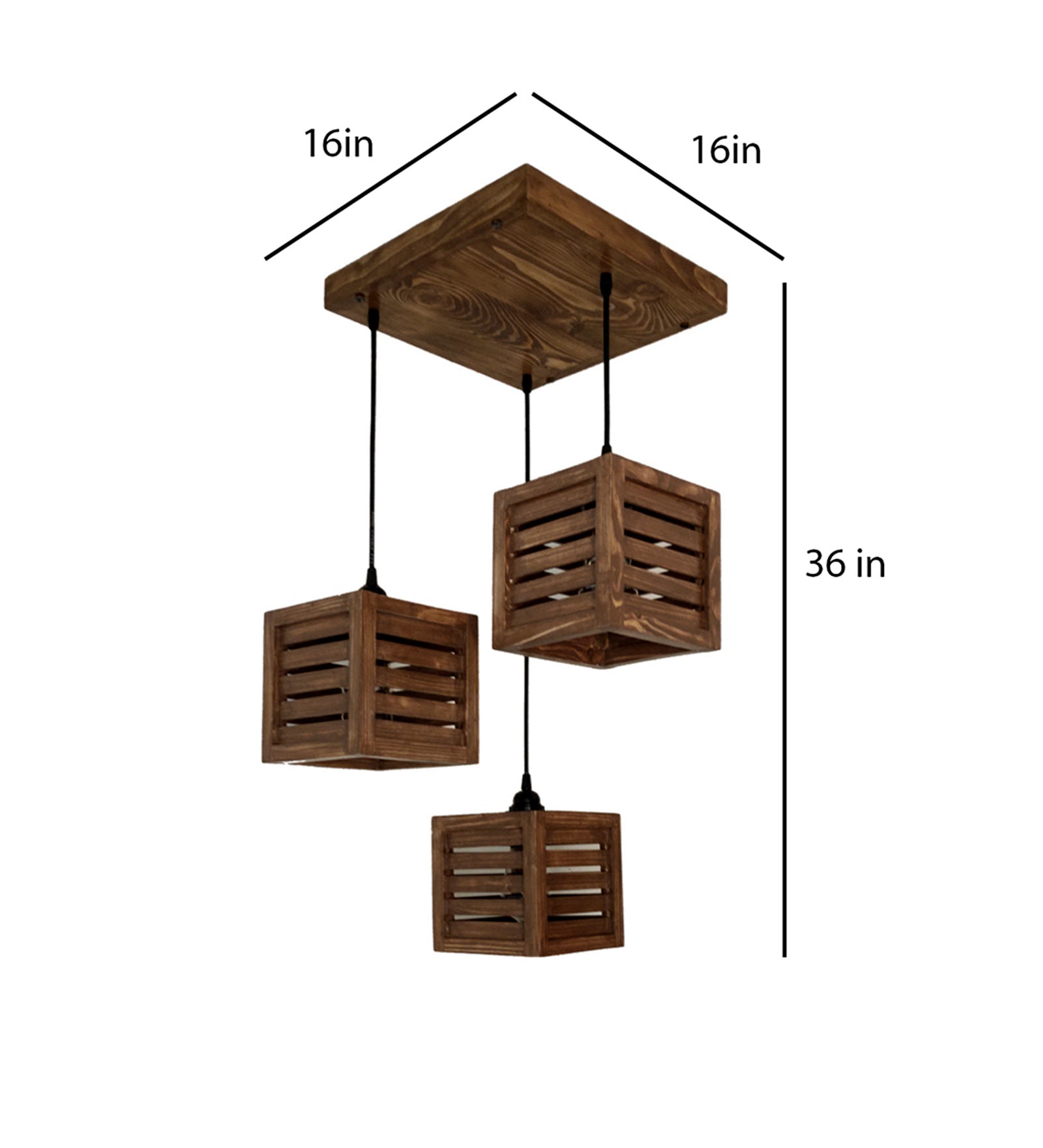 Lyon Brown Wooden Cluster Hanging Lamp (BULB NOT INCLUDED)