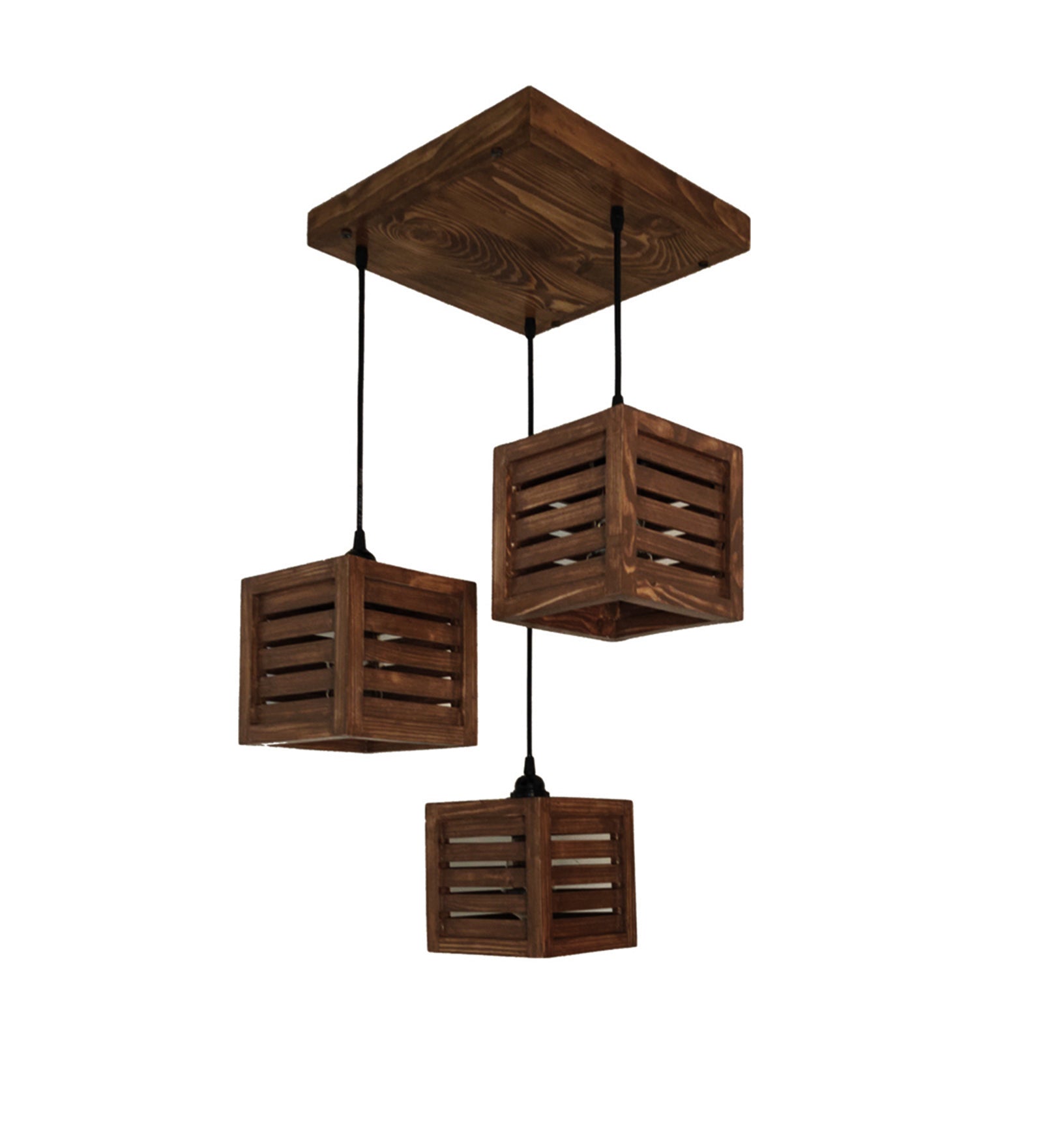 Lyon Brown Wooden Cluster Hanging Lamp (BULB NOT INCLUDED)