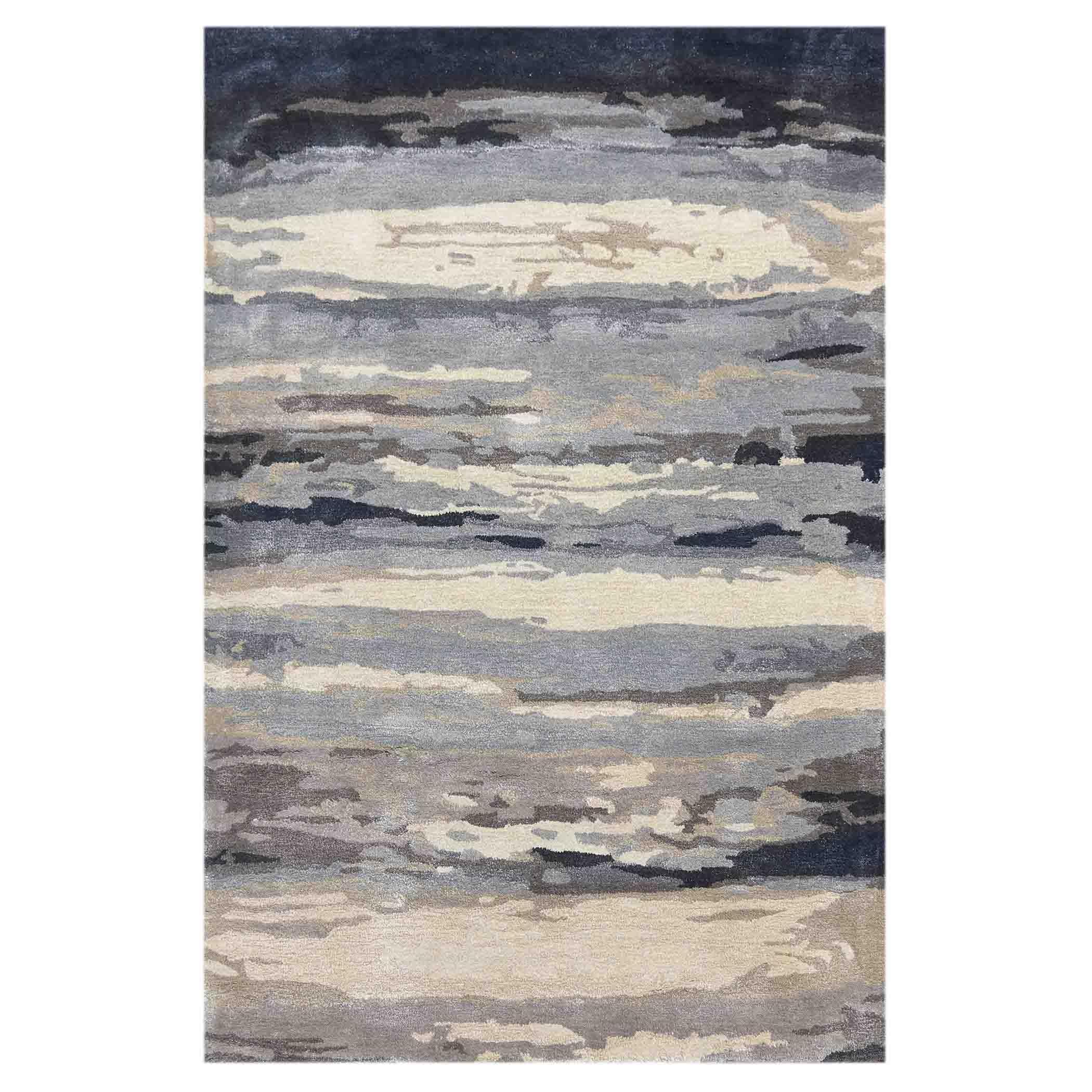 Sky Blue Wool & Viscose Dream Scape 4x6 Feet Hand-Tufted Carpet - Rug - Ouch Cart