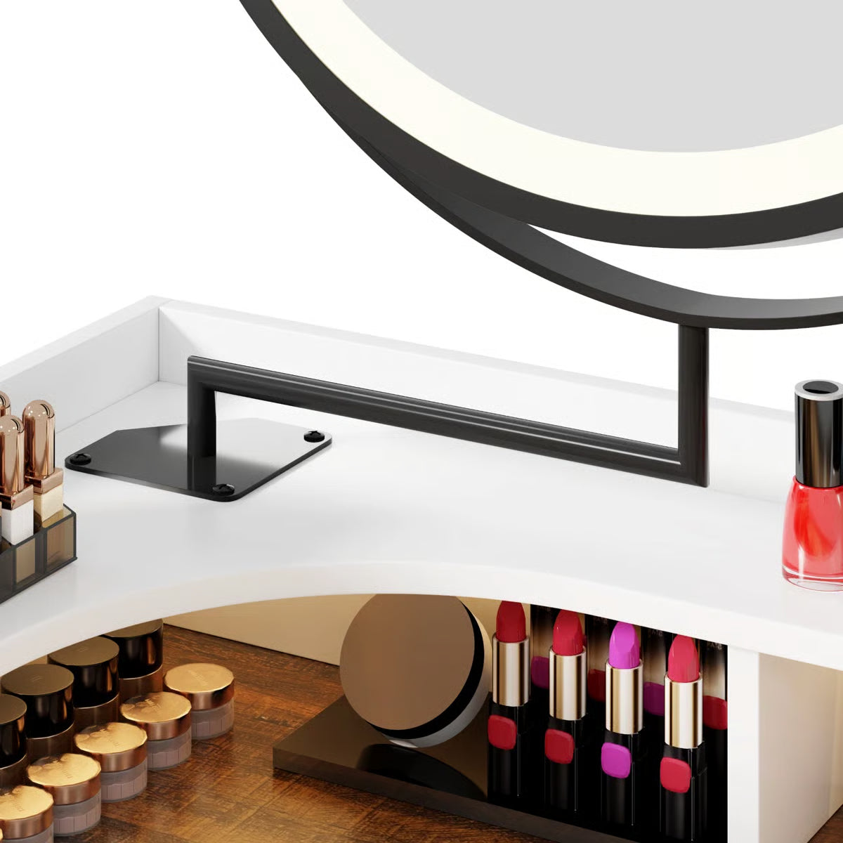 Machalik Corner Vanity Table with Mirror for Makeup and Organization