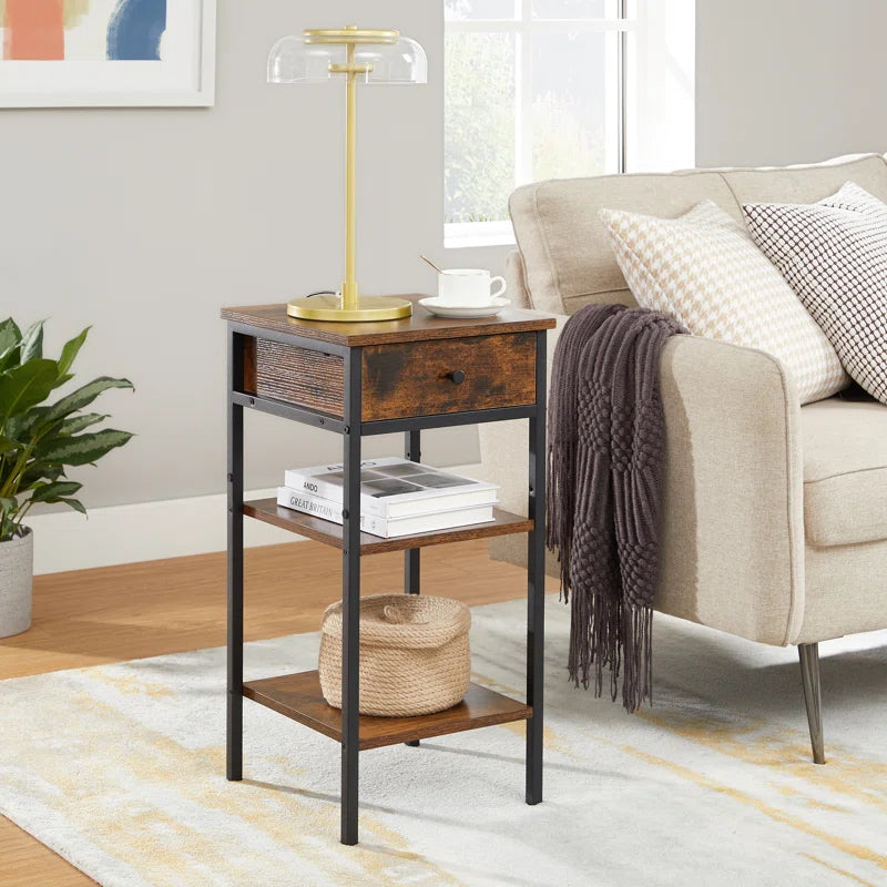 Kai Industrial Chic Bedside Table with Storage Drawer Ouch Cart