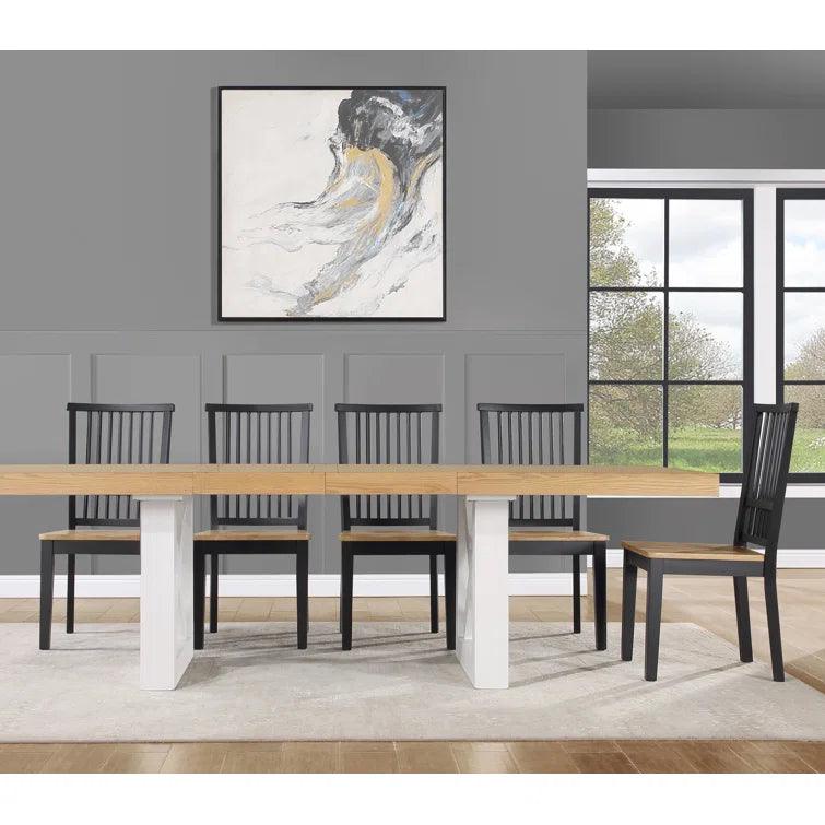 9 - Piece Solid Wood Trestle Dining Set