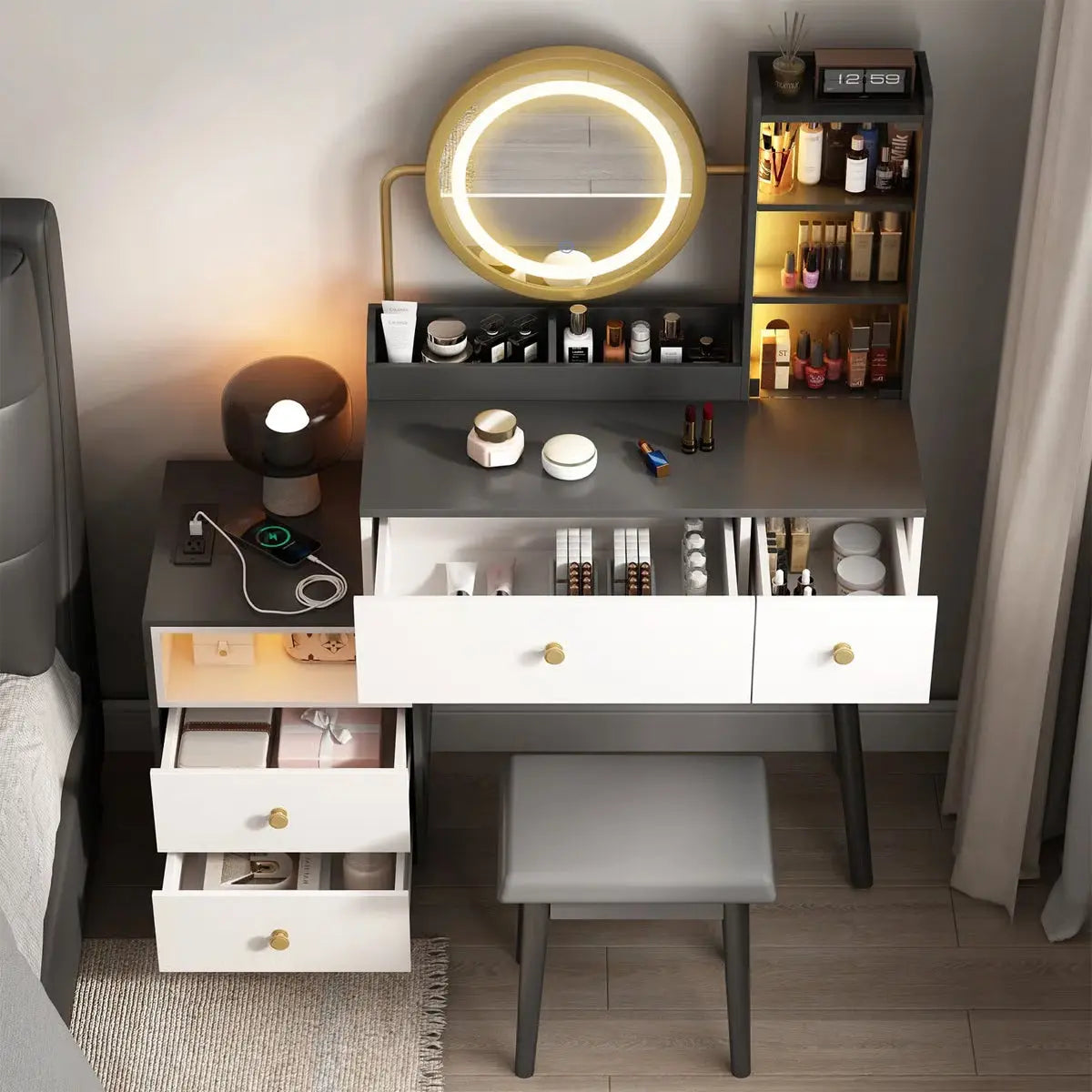 Vanity Makeup Desk Set with Mirror – Modern Design