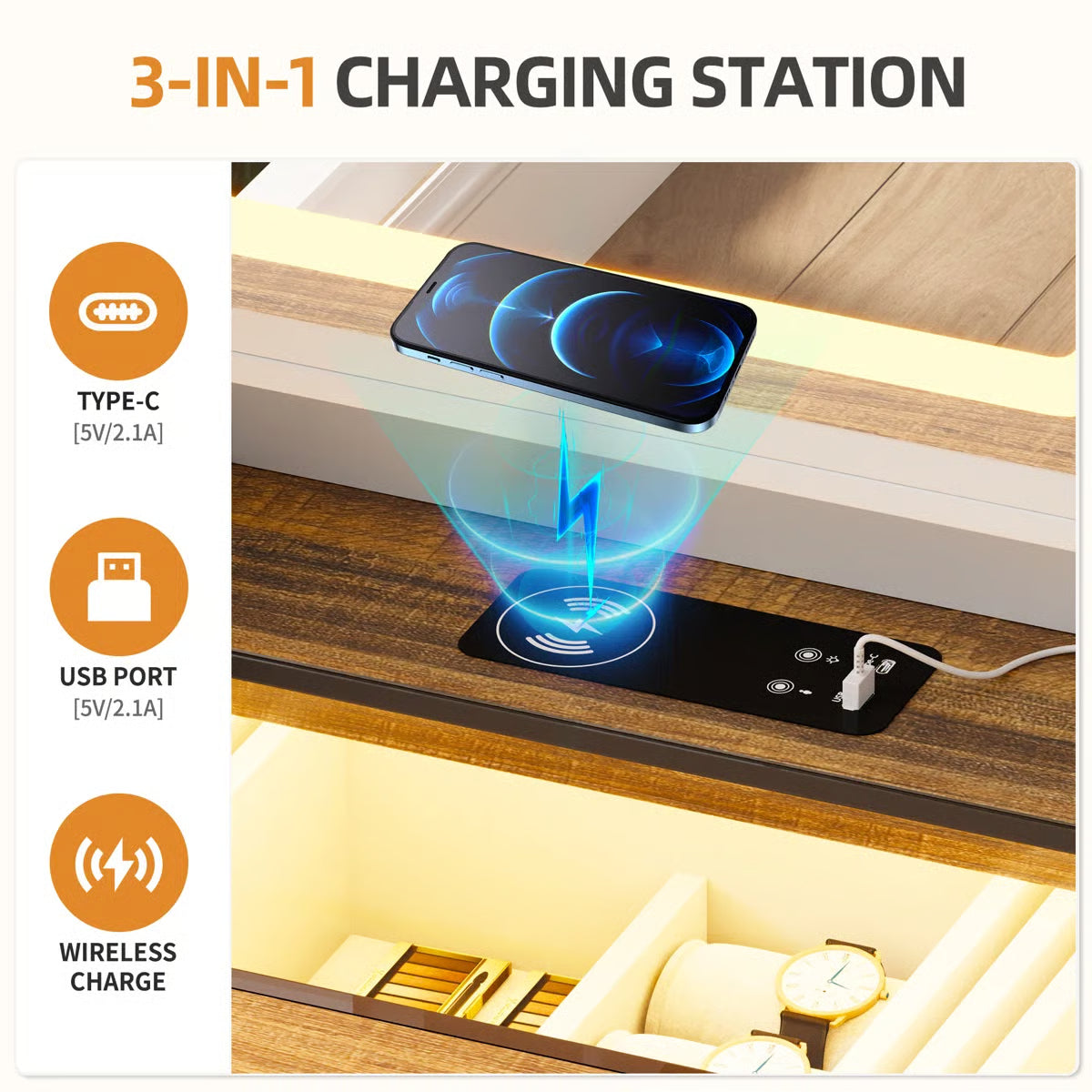 Makeup Vanity Desk for Bedroom with Storage, Mirror