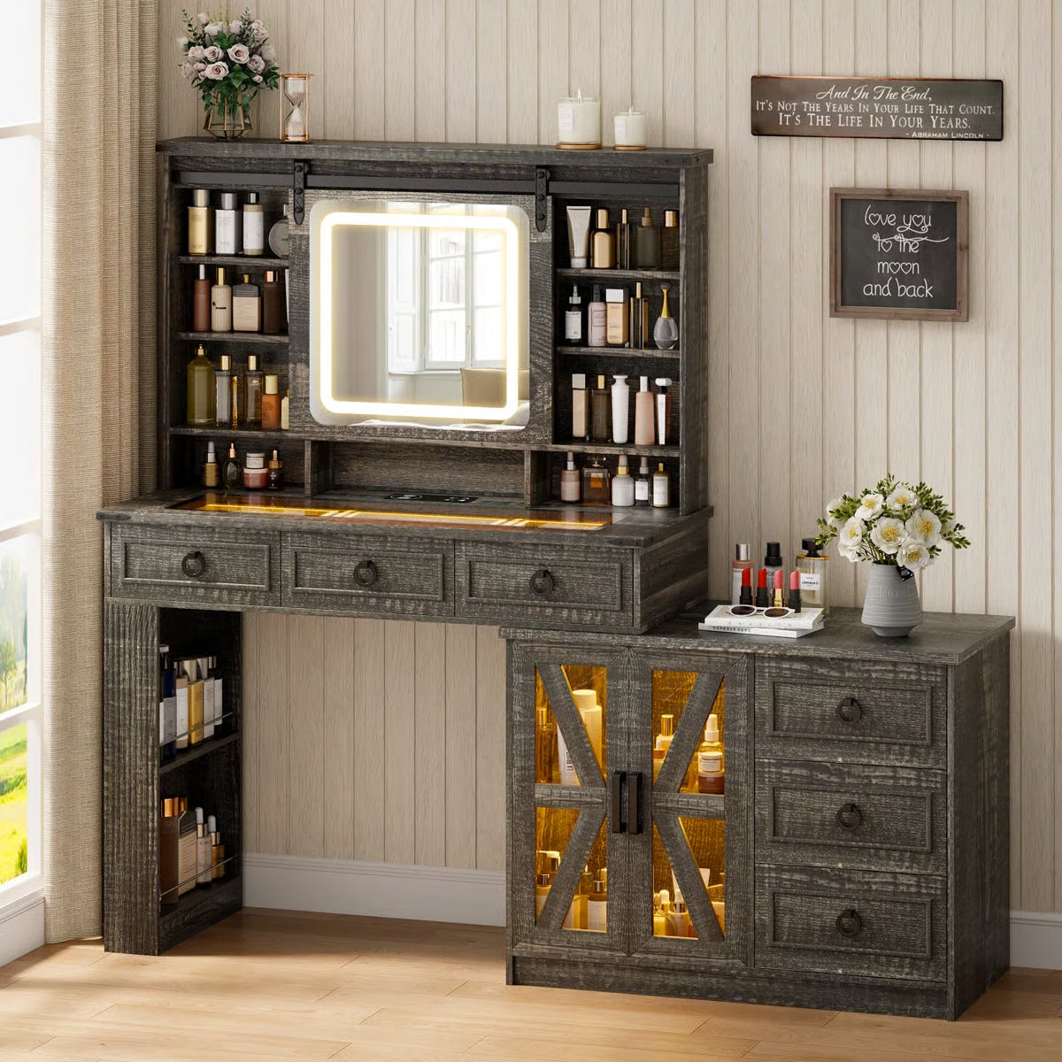 Makeup Vanity Desk for Bedroom with Storage, Mirror - OUCH CART | Dressing table