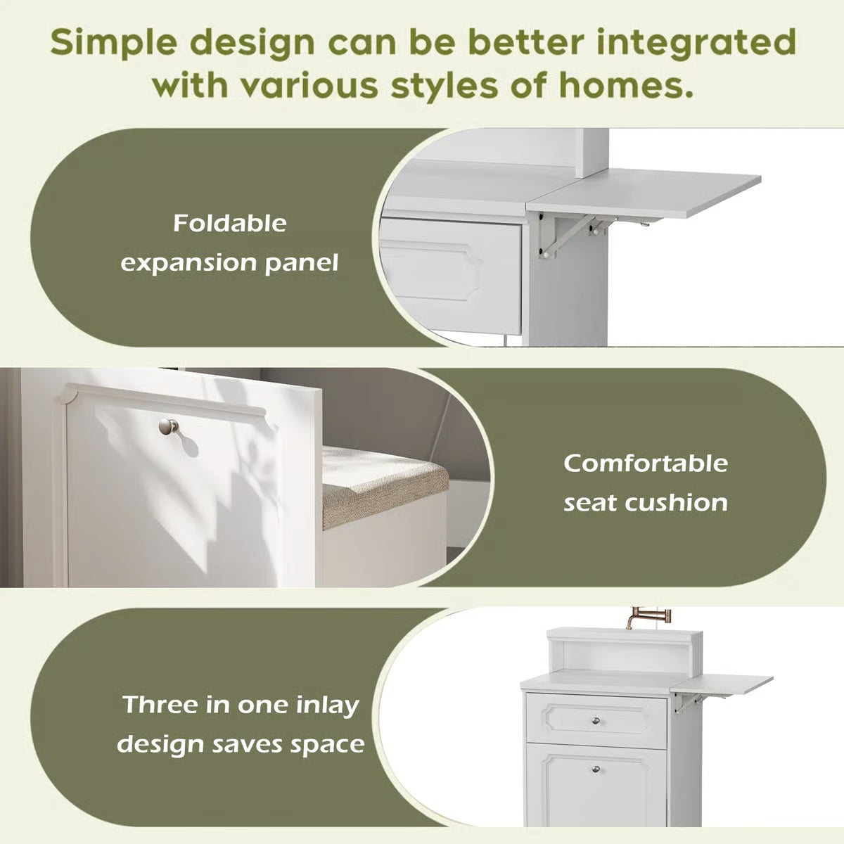 2-in-1 Bedroom Vanity Desk – Makeup Table with Round Mirror, LED Lights & Chair