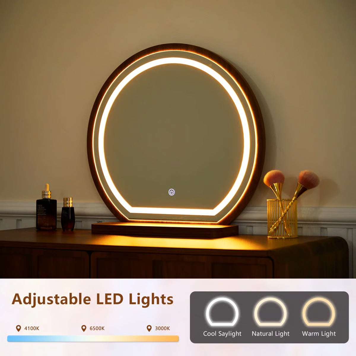 Modern Makeup Vanity Set with LED Mirror, Storage Drawers & Comfortable Stool