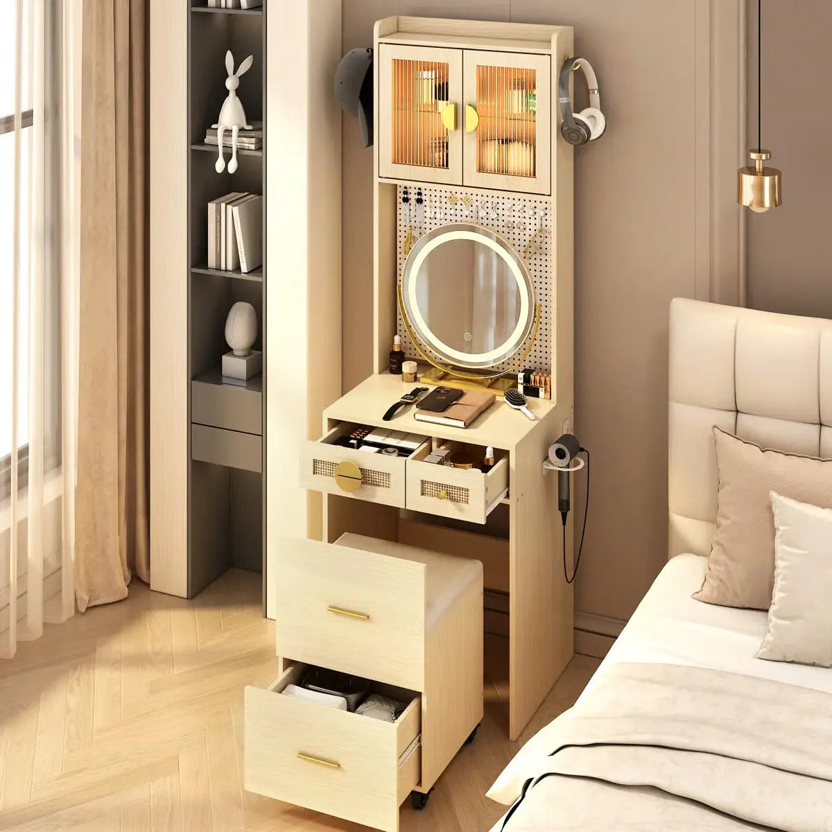 Makeup Vanity Set with Power Outlets
