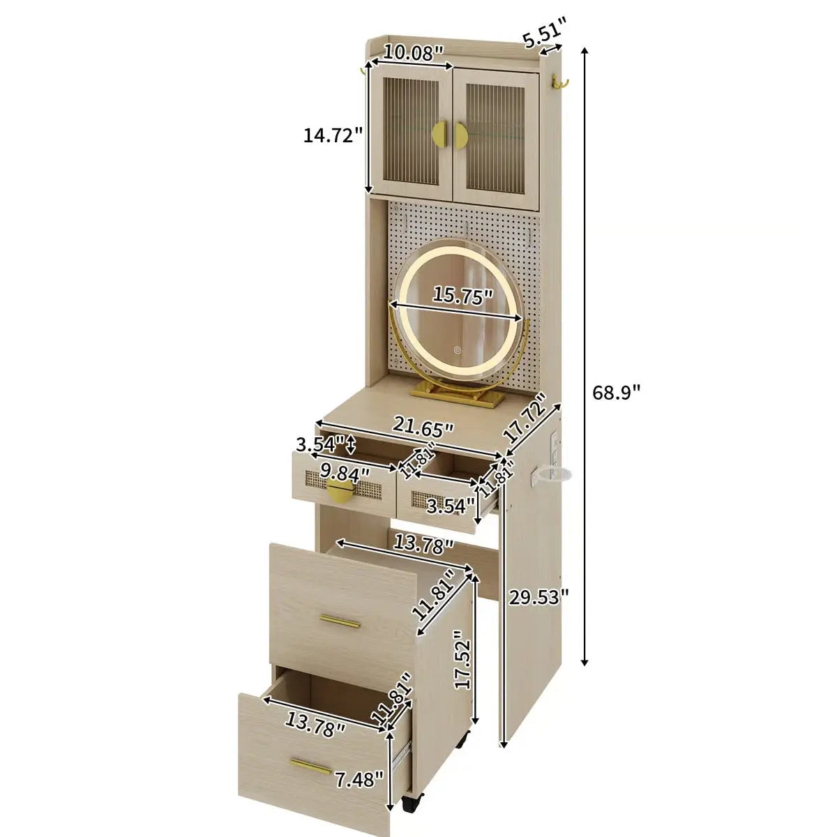 Makeup Vanity Set with Power Outlets