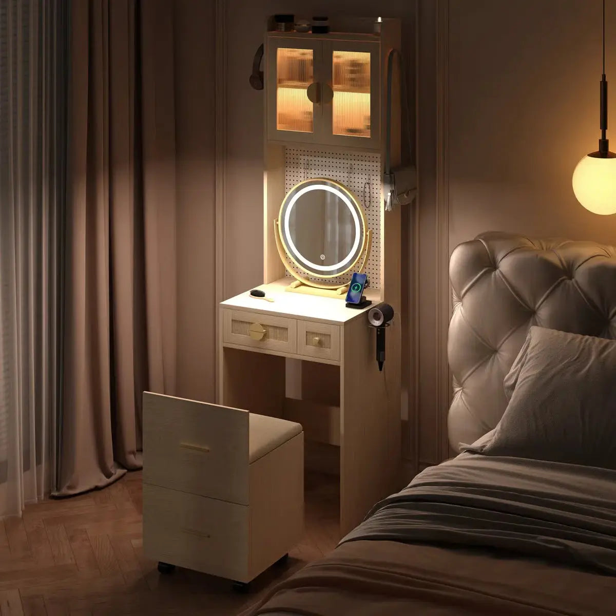 Makeup Vanity Set with Power Outlets