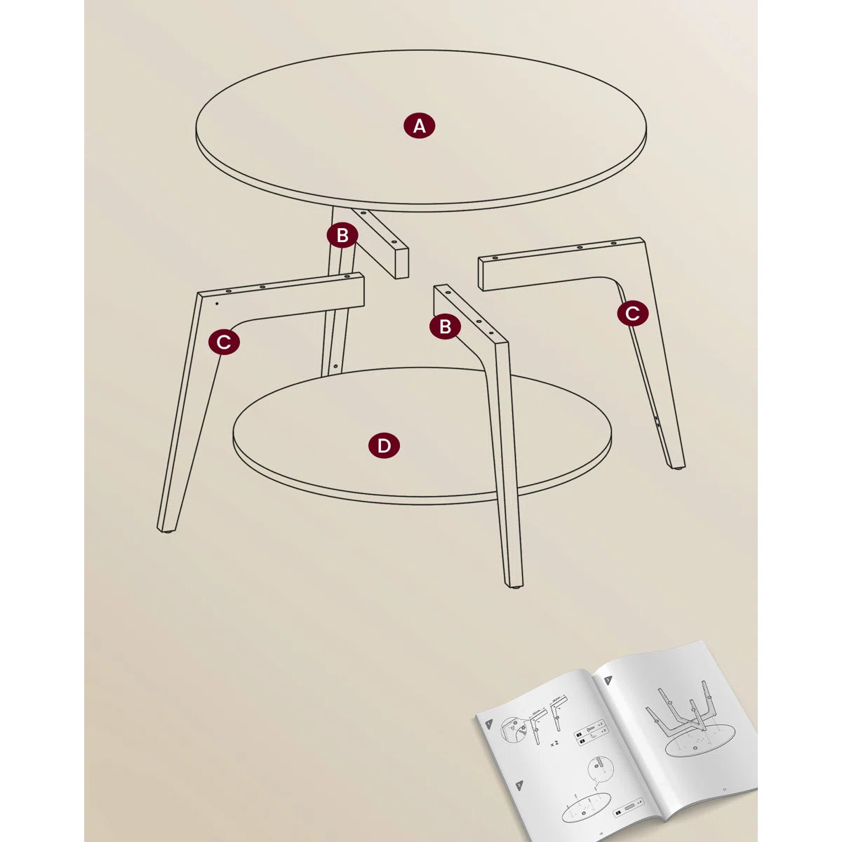 a Coffee Table With 2-Tier Storage Shelves OUCH CART
