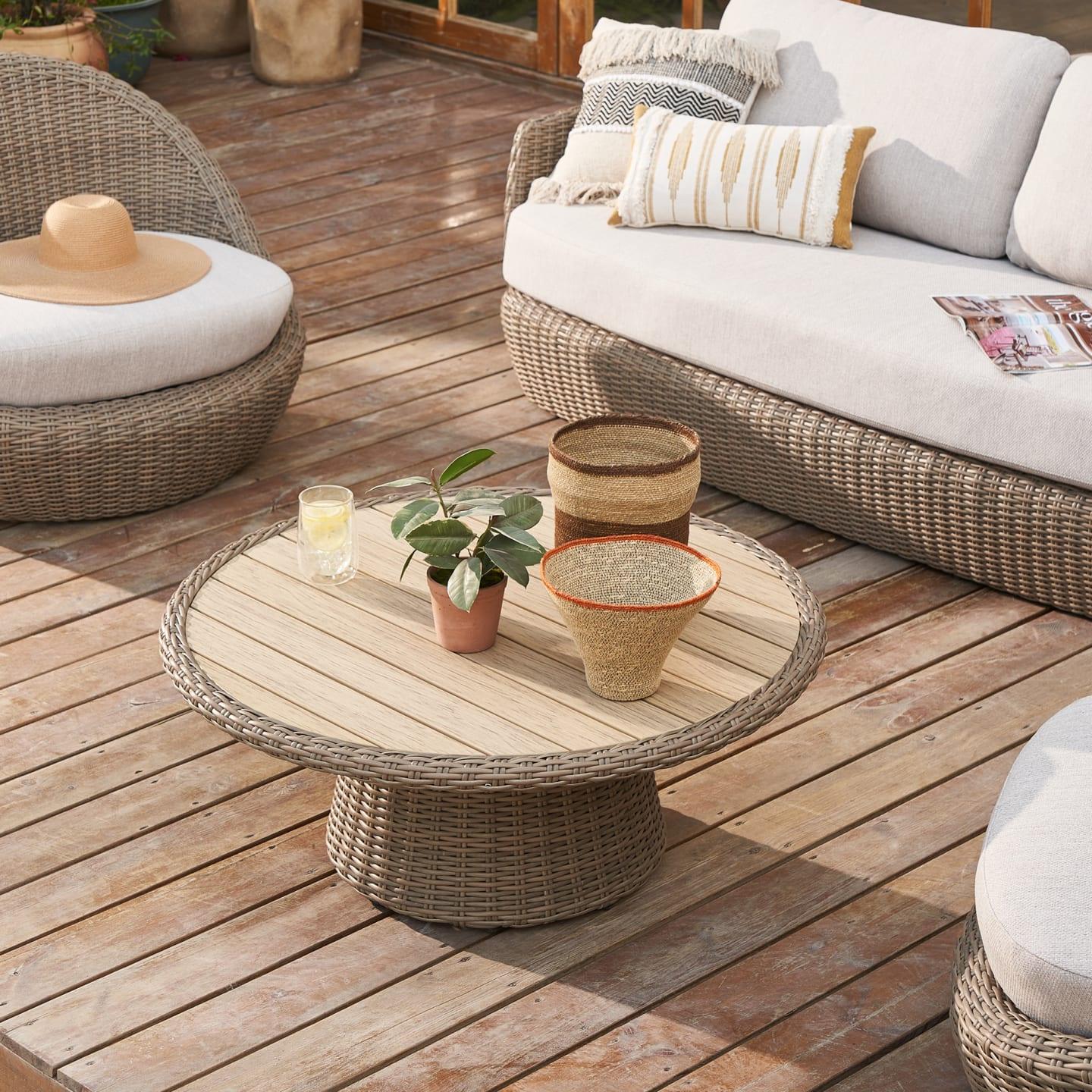 Malta Outdoor Round Pedestal Coffee Table - Ouch Cart