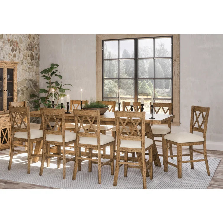 Solid Wood Trestle Dining Set ouch cart