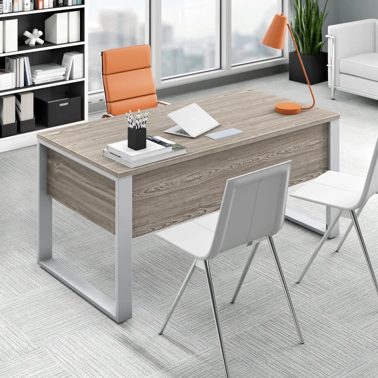 Contemporary Chic: Metal Base Writing Desk with Minimalist Design Ouch Cart