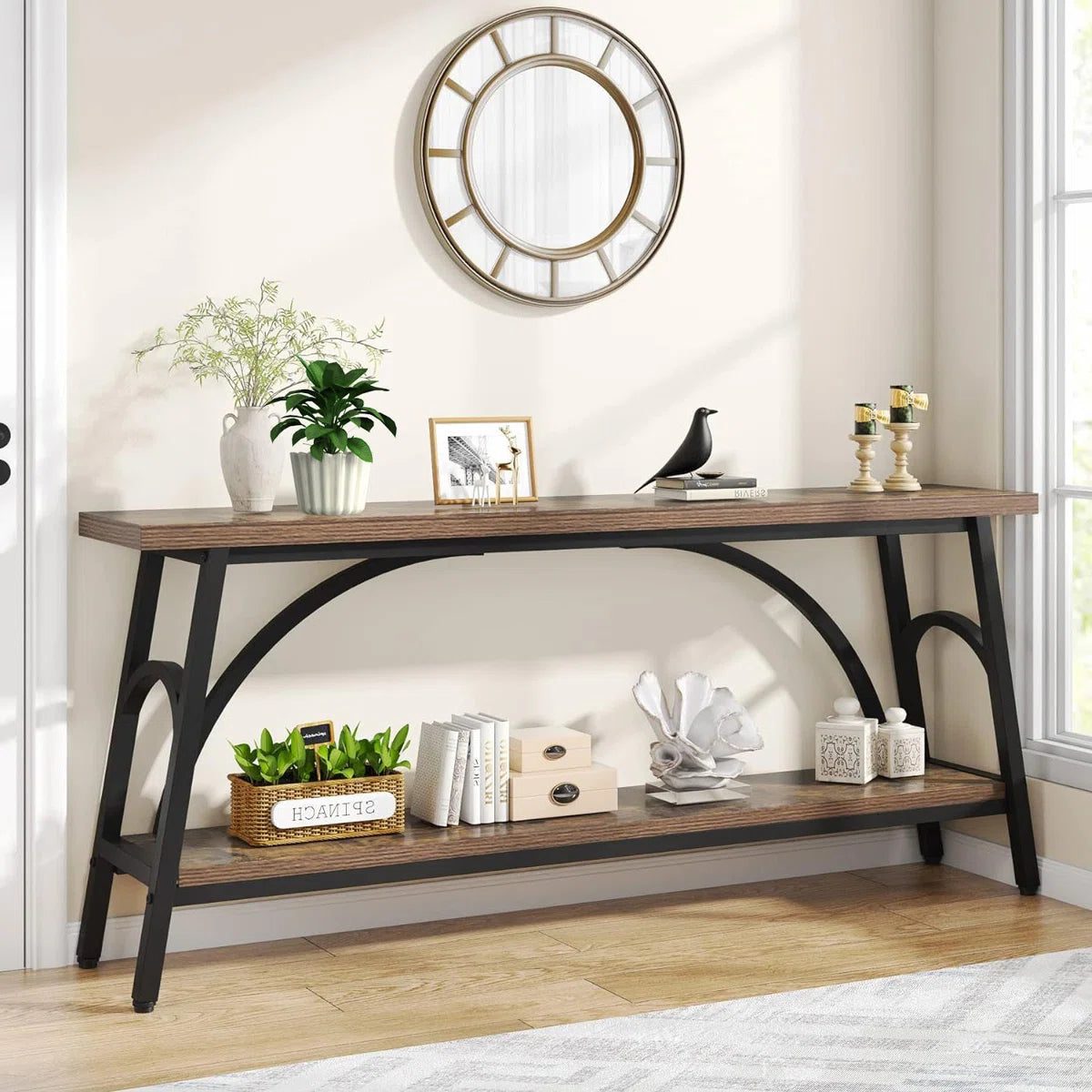 Art-Inspired Console Table – Rustic Entryway & Sofa Table OUCH CART