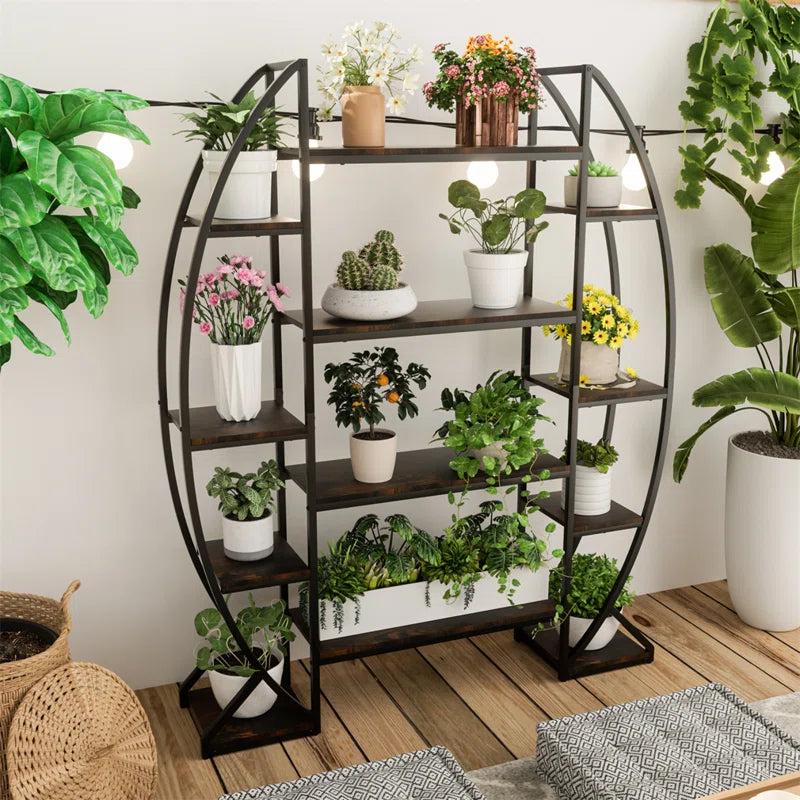 Metal Plant Stand Multi-Tiered Flower Pot Rack For Garden Patio OUCH CART